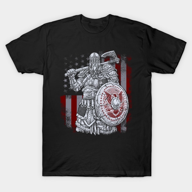 Nordic American Viking Norse Pagan Warrior T-Shirt by Blue Pagan